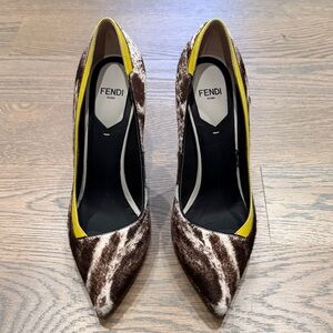 Fendi Calfskin and Zebra Print One of a Kind Pumps